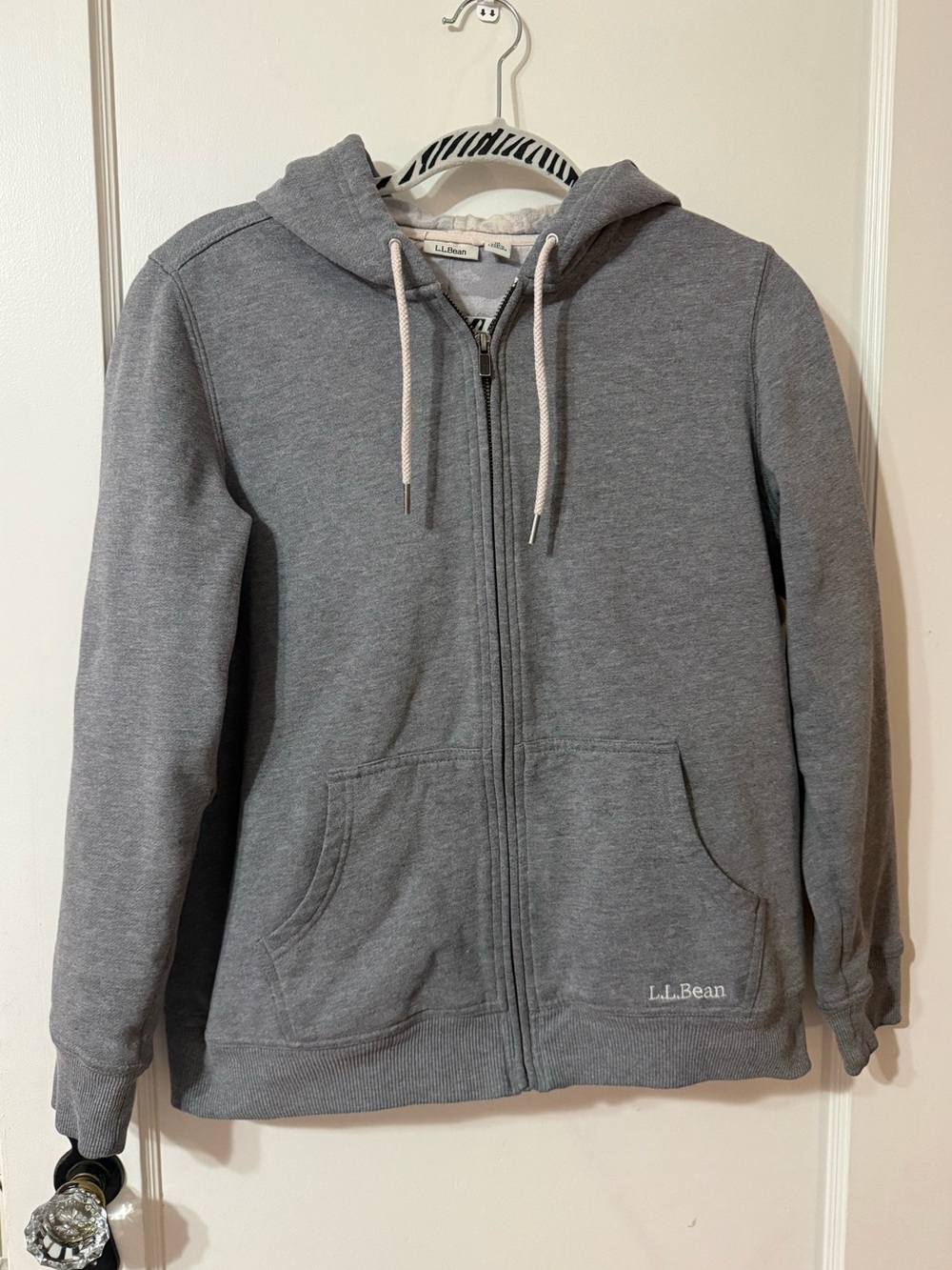 L.L.Bean Camp Fleece Full Zip Hoodie Medium Gray Camo Heavyweight Sweatshirt